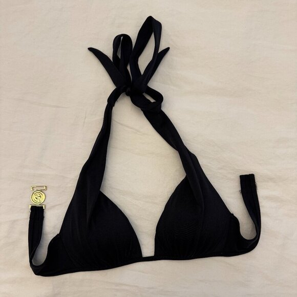 Victoria’s Secret Black Triangle Bikini Top, Push Up, Halter - Picture 1 of 6